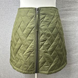 BNWT Steve Madden Emerson Mini Skirt, Olive Green SIZE 6 Front Zipper